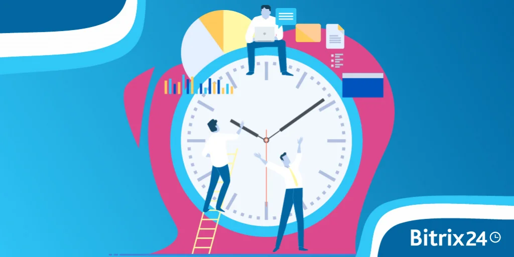 Horloge qui représente le gain de etmps possible avec Bitrix24.